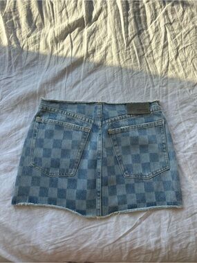 Carmakoma Light Blue Checked Denim Mini Skirt